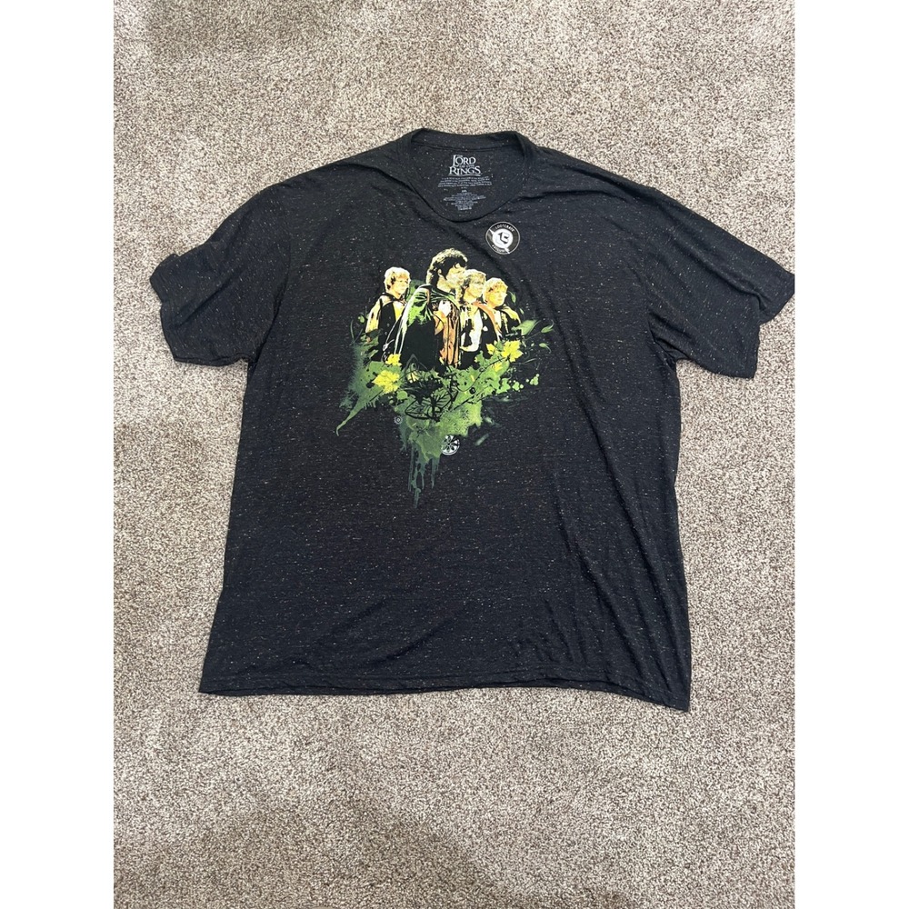 Lord of the Rings T-Shirt Mens 2XL Black Speckled Loot Crate Fellowship‎ Graphic
